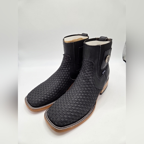 NIB Rock Em France Square Toe Men Ankle Boot - Black - 6 - Picture 6 of 10